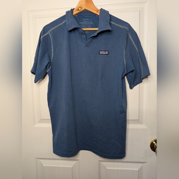 Patagonia Other - Patagonia Mens Polo Blue Short Sleeve Size Medium Top Shirt P6 Stretch Shirt